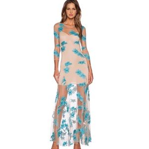 For Love & Lemons Orchid Maxi Turquoise XS w/original slip For Love and Lemons